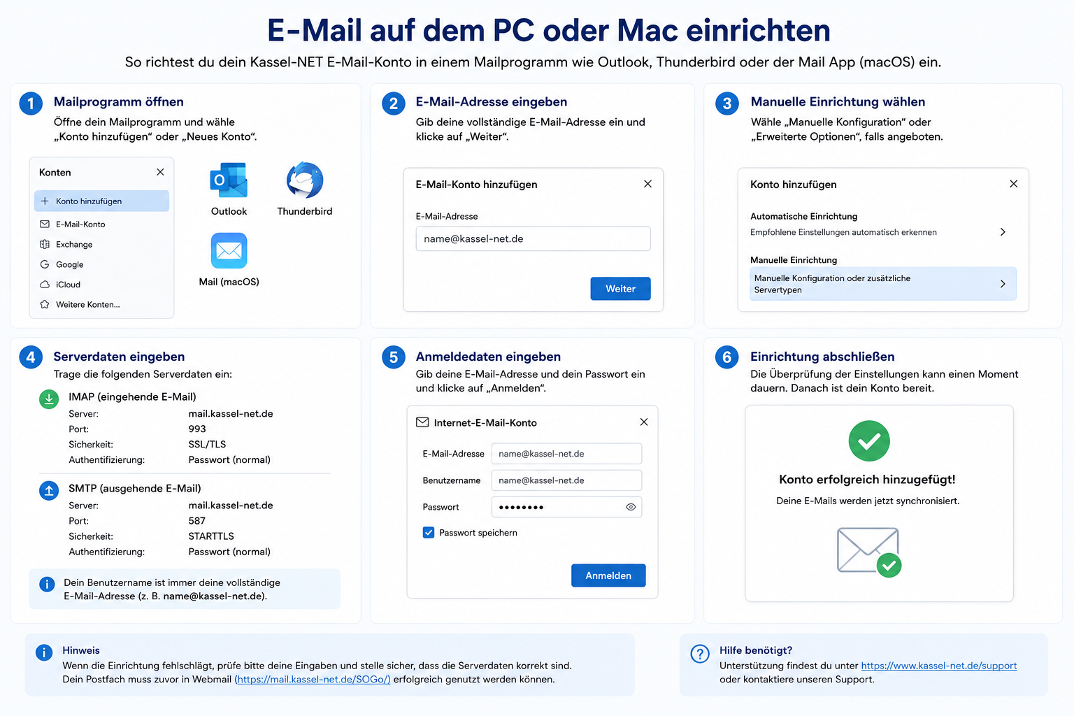 E-Mail auf dem PC oder Mac einrichten